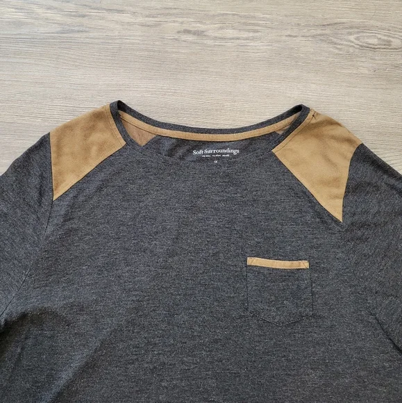 Soft Surrounding Gray Top with Brown Accents Size 1X - Picture 3 of 10